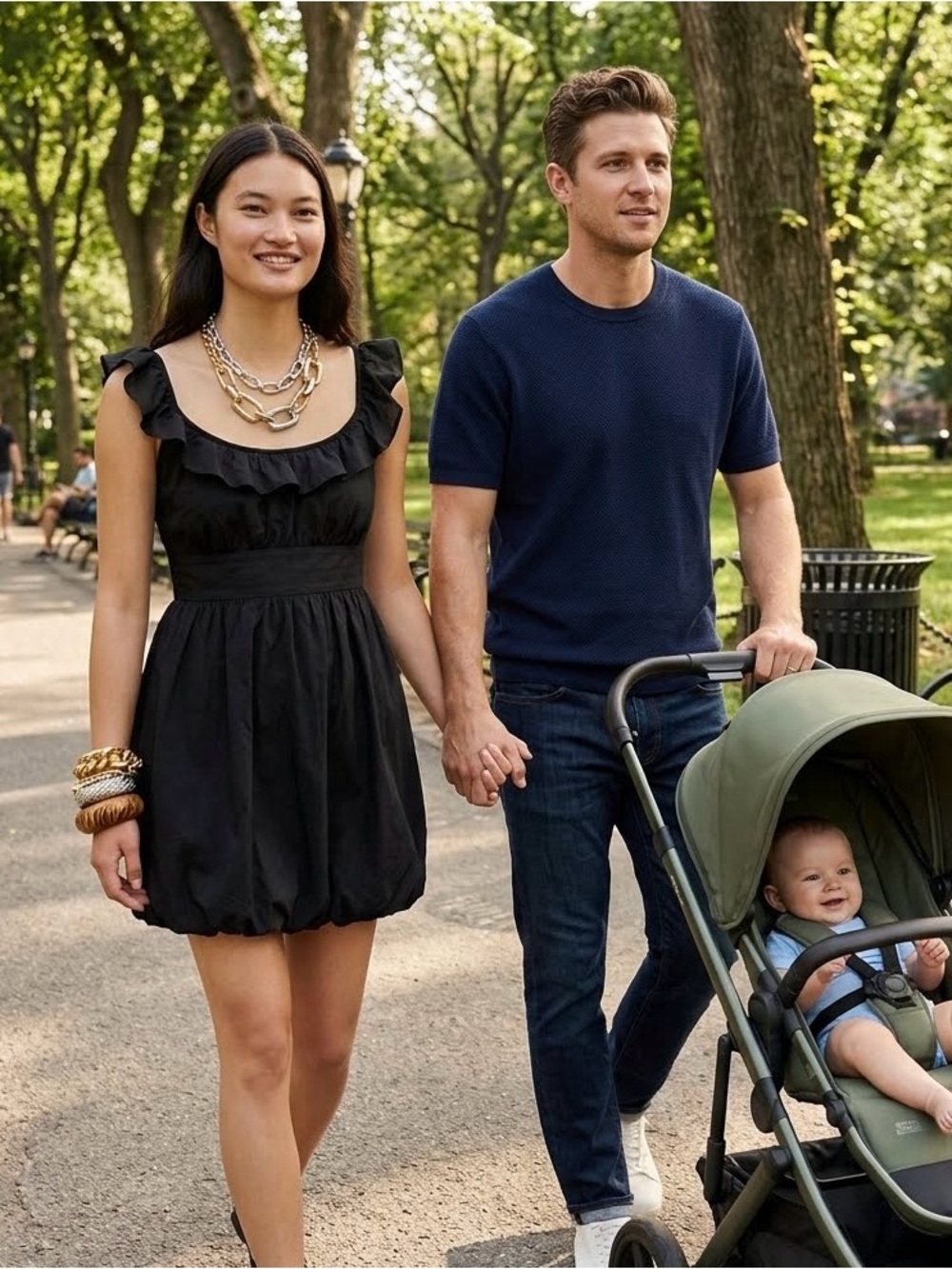 GAP NWT Black Mini Bubble Dress with Ruffles~Size Medium Tall